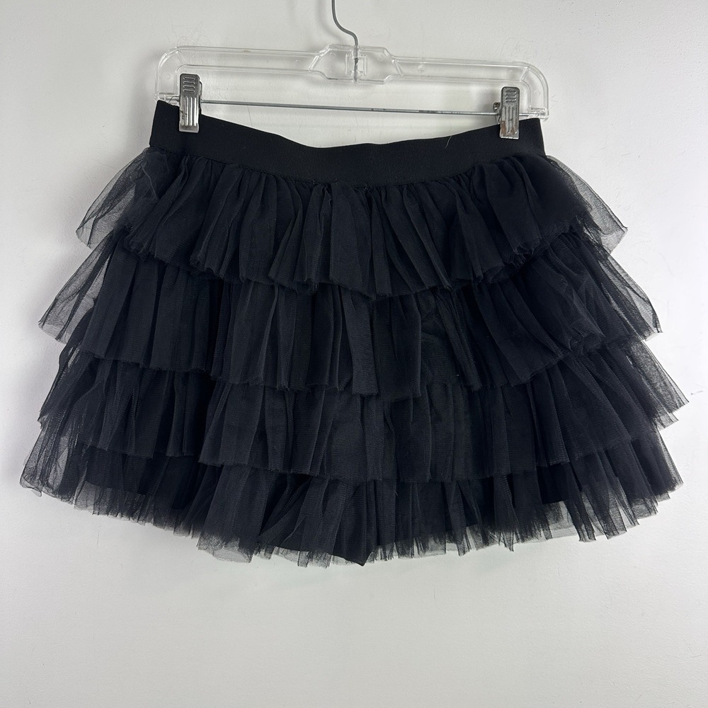 Y2K‎ Black Whimsigoth Tiered Mesh Tulle Mini Skirt Emo Fairy Grunge Coquette L